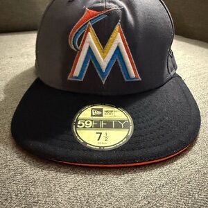 New Era Miami Marlins Gray and Black Hat